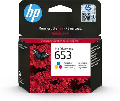 [3YM74AE#BHL] HP 653 Tri-color Original Ink Advantage Cartridge ink cartridge 1 pc(s) Standard Yield Cyan, Magenta, Yellow