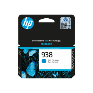 [4S6X5PE] HP 938 Cyan Ink Cartridge 800 Pages pour OJ Pro 9730 & 9130 3Mois