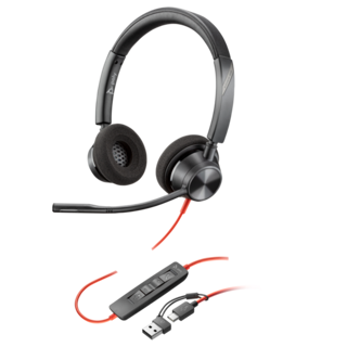 [8X219AA] HP HPPoly Blackwire 3320 Stereo USB-C Headset +USB-C/A Adapter