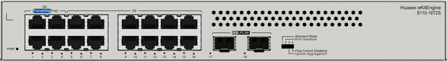 Huawei S110-16T2S (16*10/100/1000BASE-T ports, 2*GE SFP ports, built-in AC power, fanless)
