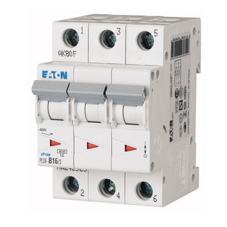 [PLS6-D16/3-MW] Eaton Disjoncteur modulaire 3P D 16A 6KA