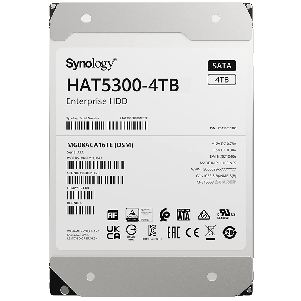 SYNOLOGY Disque 4TB SATA 3,5'' Série HAT5300 7.2k 36M