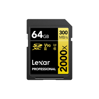 [LSD2000064G-BNNNG] LEXAR CARTE SD SD2000X 64GB Professional 2000x SDHC™ UHS-II cards,up to 300MB/s read 260MB/s wr 12M